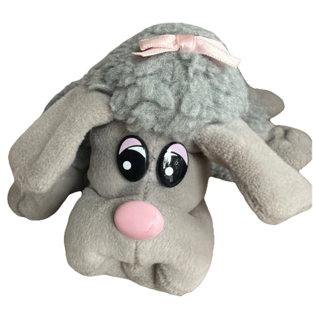 Vintage Tonka Pound Puppy Furries Newborn Grey Poodle Plush 7826 SS 1980s Dog 7"